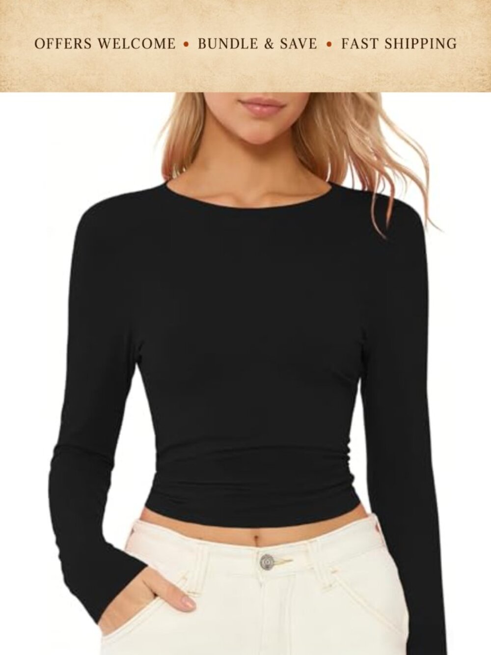 Women's Slim Fit Long Sleeve Crew Neck T-Shirt Soft Stretch Pullover Tee